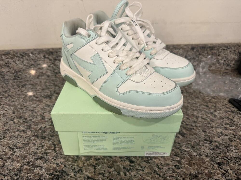 Off White Out of Office Size 39 Aqua Blue/ White in box SPB JDW (339296)